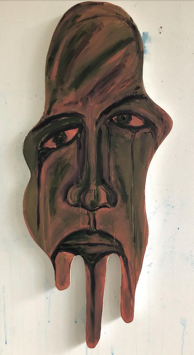 Laurine Thiebaut, <i>Écorché</i>, 2021, acrylique, 80 x 40 cm. - Laurine Thiebaut